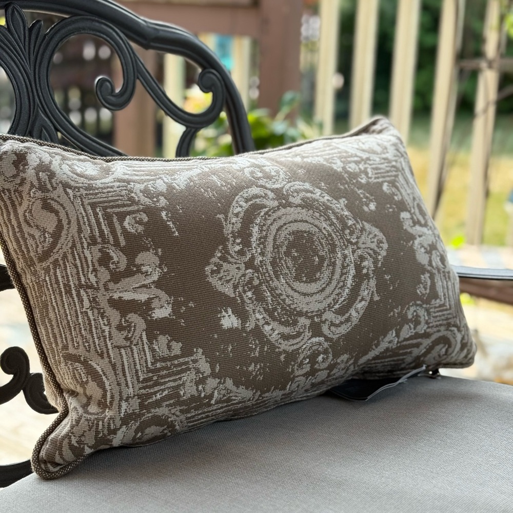 Restoration Hardware Taupe and Cream Accent Outdoor Cushion